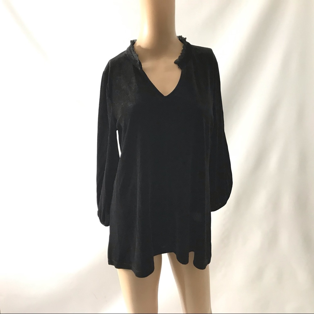 Lynn Ritchie Silver Black Long-Sleeve Shirt Top XS